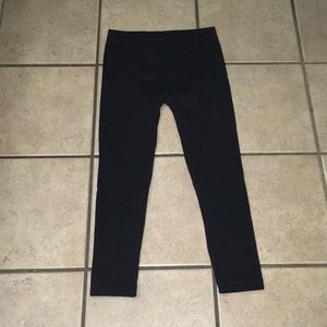Black Ribbed Cotton Leggings